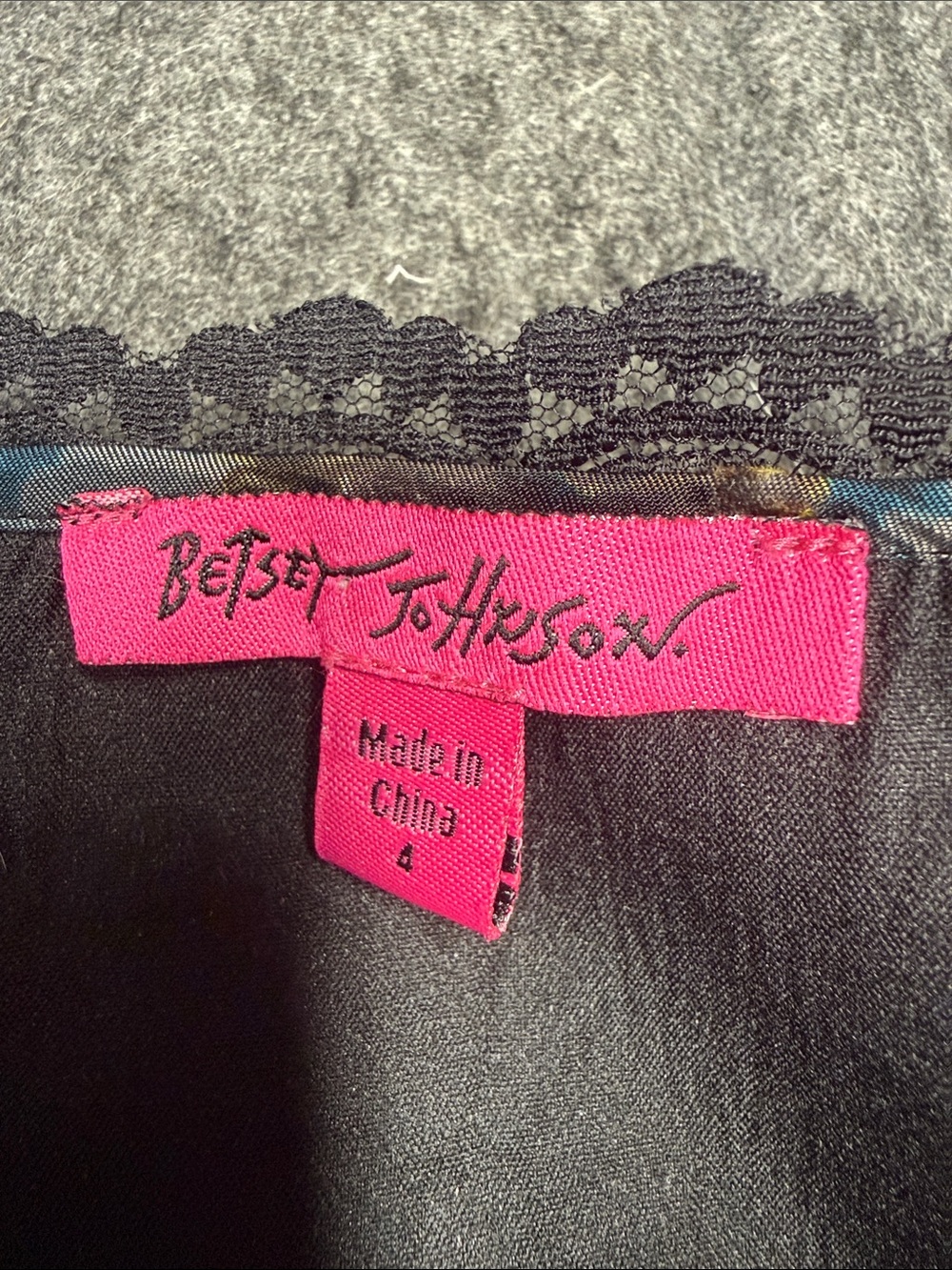 Betsey Johnson Blue Floral Strapless Mini Dress with Velvet Tie - Picture 2 of 8